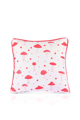 Red Mushroom Patterned Corded Cushion Cover - 43x43cm