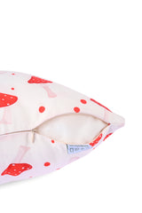 Red Mushroom Patterned Corded Cushion Cover - 43x43cm