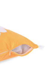 Watercolor Daisy Design Velvet Cushion Cover with Fringe Detail