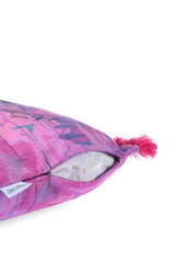 Oil Painting Maximalist Flamingos Design Fringed Cushion Cover