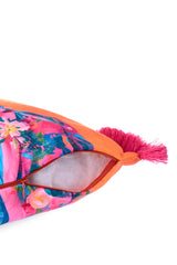 Stylish Giraffe Design Orange Cushion Cover with Fringe Detail - 43x43cm