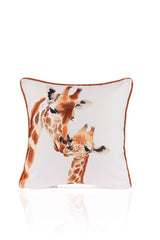Savanna Love Giraffe Illustration Cushion Cover – 43x43cm