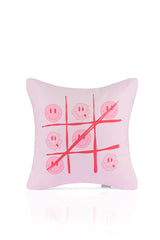 Happy Wins TikTakToe Smiley Patterned Cushion Cover – 43x43cm