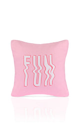 Wavy Fun Wave Text Effect Pink Cushion Cover – 43x43cm