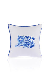 Blue Meow Blue Tiger Illustration Cushion Cover – 43x43cm