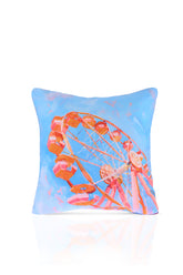 Carnival Dream Ferris Wheel Illustration Blue Cushion Cover – 43x43cm