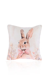Blossom Bunny Pink Bow Rabbit Cushion Cover – 43x43cm