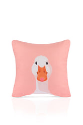 Pink Pillow Case with Duck Face and Cute Goose Illustration – 43x43cm