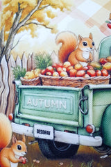 Sonbahar Yolculuğu Vintage Kamyonetli Kırlent Kılıfı - 43x43cm