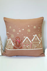Şeker Kasabası Zencefilli Gingerbread Kırlent Kılıfı - 43x43cm