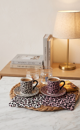 2'li Leopar Desenli Dijital Baskılı Kokteyl Peçeteleri Yıkanabilir Lazer Kesimli