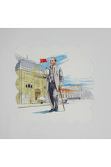 Sulu Boya Atatürk Görseli Dijital Baskılı Lazer Kesim Kokteyl Peçetesi