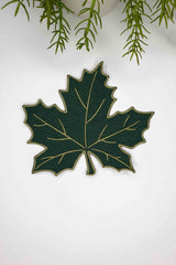 Yaprak Form Nakışlı Yeşil Kumaş Kokteyl Peçetesi 1 Adet