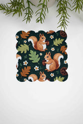 3D Sincaplar ve Yaprak Desen Dijital Baskılı Lazer Kesim Kumaş Kokteyl Peçetesi 1 Adet