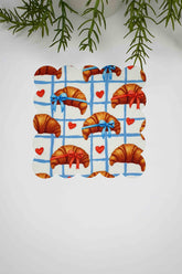 3D Ekose Zemin Kruvasan Desen Dijital Baskılı Lazer Kesim Kumaş Koktel Peçetesi 1 Adet