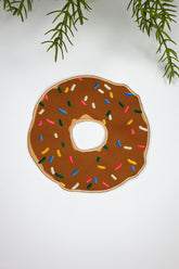 Donut Form Kahverengi Nakışlı Kumaş Kokteyl Peçetesi 1 Adet