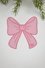 Kurdele Şeklinde Pembe Kumaş Pembe Nakışlı Kokteyl Peçetesi 1 Adet