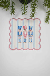 Pastel Çizgili Sulu Boya Kurşun Askerler Tasarımlı Nakış Kenar Kokteyl Peçetesi 1 Adet