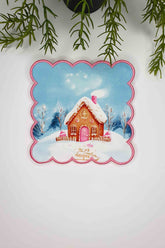 Gingerbread Glow Kurabiye Ev Tasarım Nakış Kenar Kokteyl Peçetesi 1 Adet