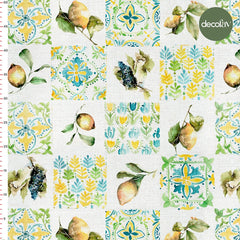Watercolor Lemon Grape Tile Pattern Digital Printed Fabric