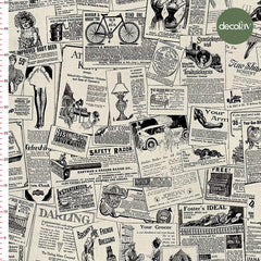 Vintage Gazete Şıklığı Desenli Dijital Baskılı Kumaş - Decofav | Kırlent, Sofra Tekstili, Kumaş