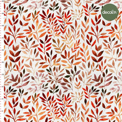 Sulu Boya Sonbahar Yaprak Desenli Dijital Baskılı Kumaş