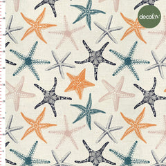 Hand Drawn Patterned Starfish Marine Patterned Digital Printed Fabric