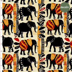 African Charming Elephant Bamboo Pattern Digital Printed Fabric