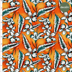 Ombre Ground Flower Leaf Patterned Digital Printed Fabric