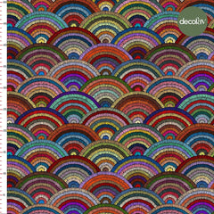 Digitally Printed Fabric with Embroidery Effect Circles Pattern