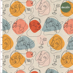 Abstract Female Face Drawing Patterned Digital Printed Fabric