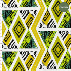 Zigzag White Background Triangle Patterned Digital Printed Fabric