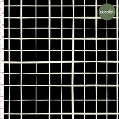 Modern Plaid Black Ground Patterned Digital Printed Fabric