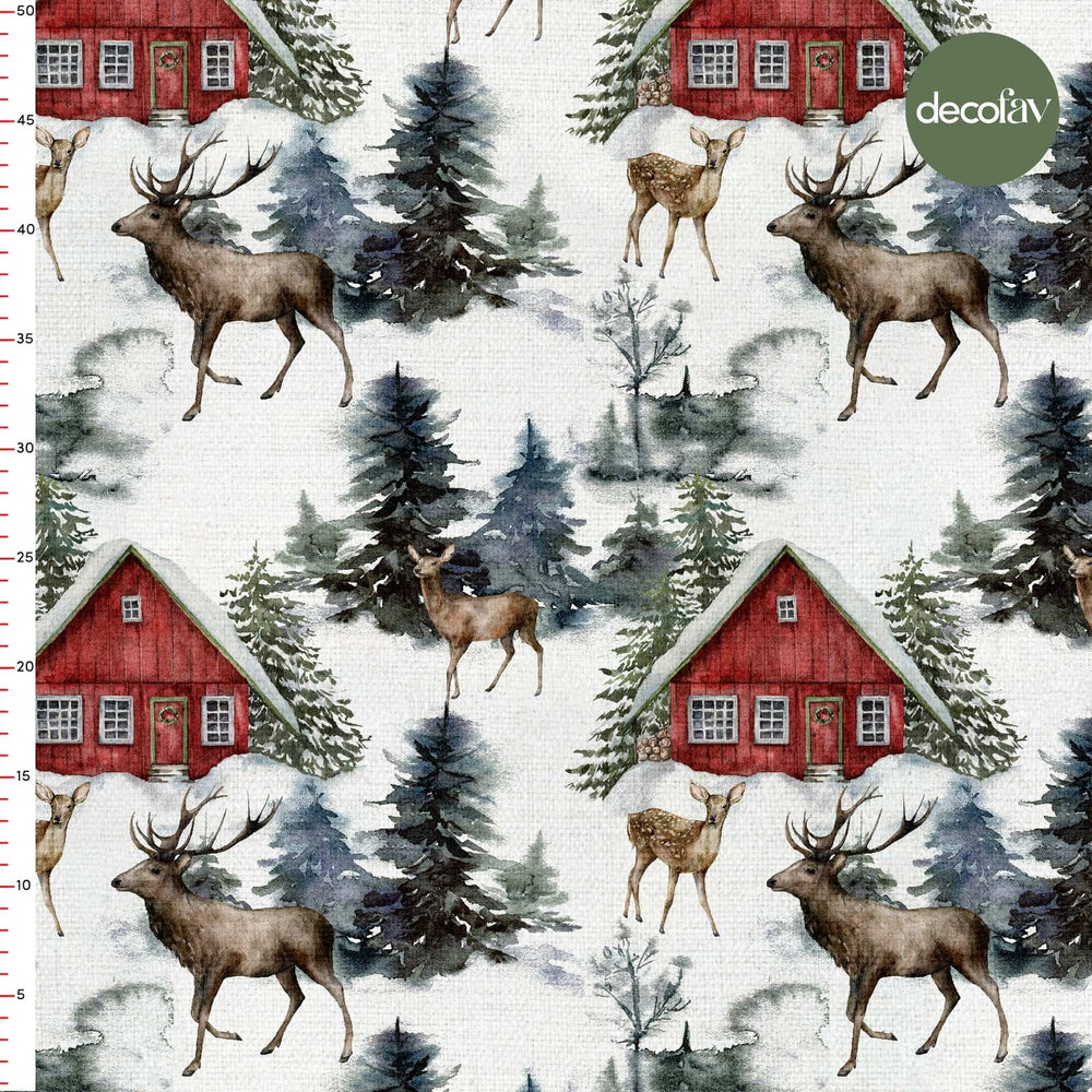 Kış Manzara Desenli Dijital Baskılı Kumaş - Decofav | Kırlent, Sofra Tekstili, Kumaş