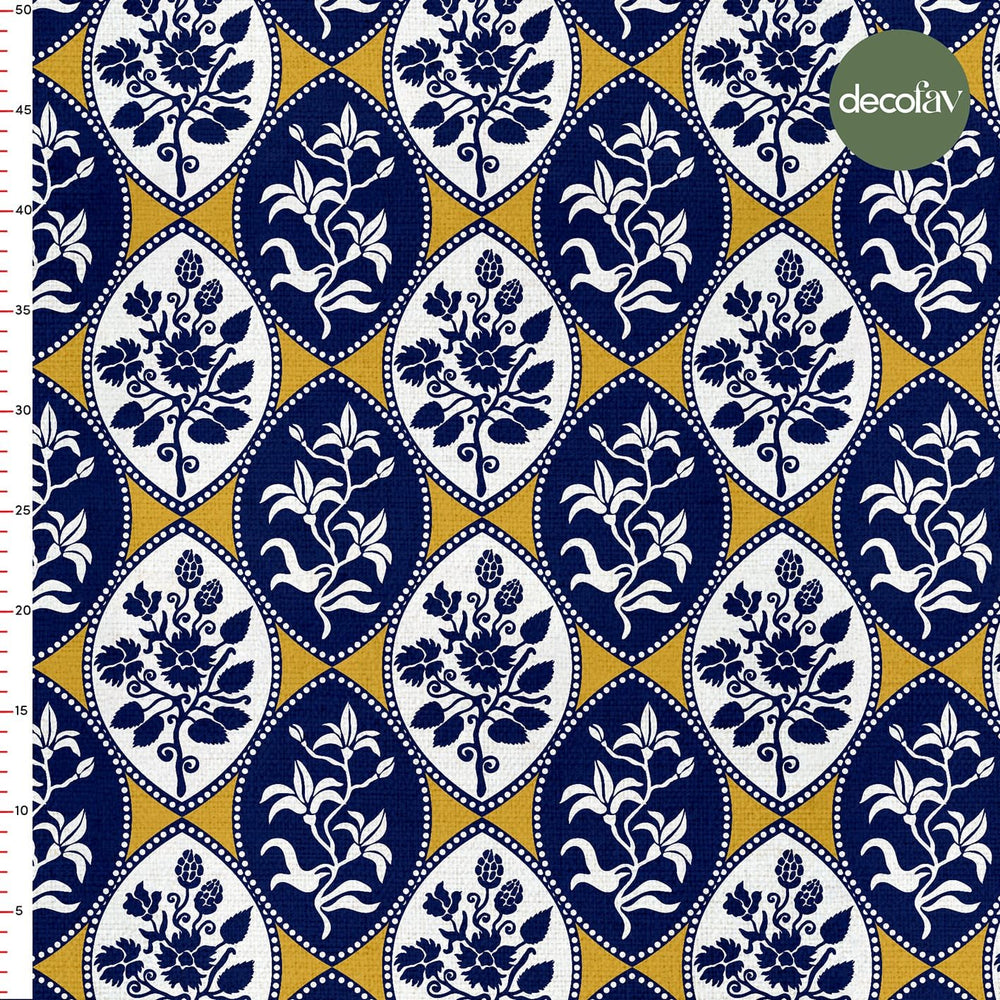 Çini Çiçek Desenli Dijital Baskılı Kumaş - Decofav | Kırlent, Sofra Tekstili, Kumaş