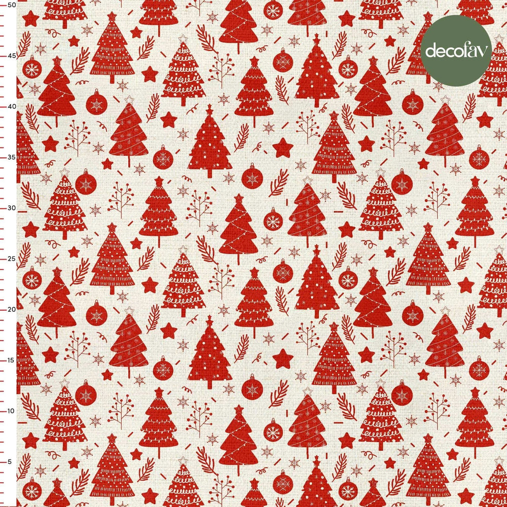 Kırmızı Yılbaşı Konsept Tasarımlı Desenli Dijital Baskılı Kumaş - Decofav | Kırlent, Sofra Tekstili, Kumaş
