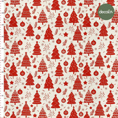 Kırmızı Yılbaşı Konsept Tasarımlı Desenli Dijital Baskılı Kumaş - Decofav | Kırlent, Sofra Tekstili, Kumaş