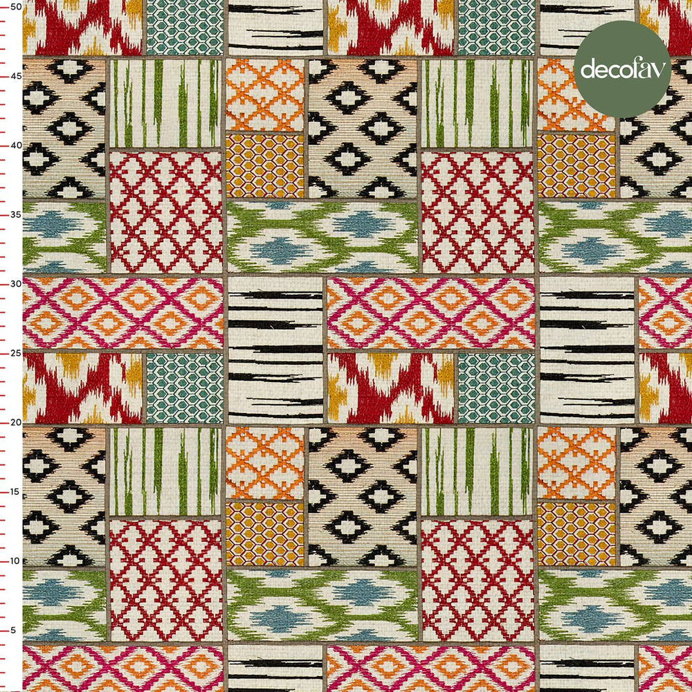 Patchwork Kilim Desenli Dijital Baskılı Kumaş - Decofav | Kırlent, Sofra Tekstili, Kumaş