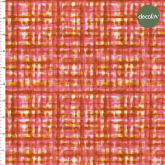 Digitally Printed Fabric with Plaid Look Pattern and Watercolour Effect