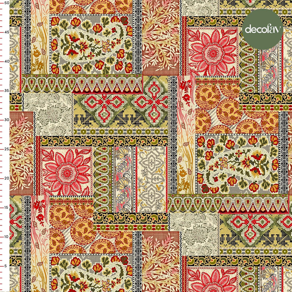 Patchwork Etnik Harmoni Desenli Dijital Baskılı Kumaş - Decofav | Kırlent, Sofra Tekstili, Kumaş