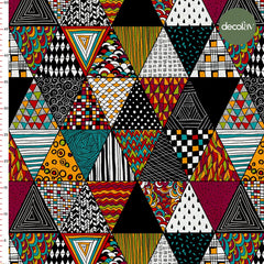 Digitally Printed Fabric with Ethnic Triangle Pattern