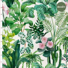 Botanik Yapraklar Çiçek Kaktüs Desenli Dijital Baskılı Kumaş - Decofav | Kırlent, Sofra Tekstili, Kumaş