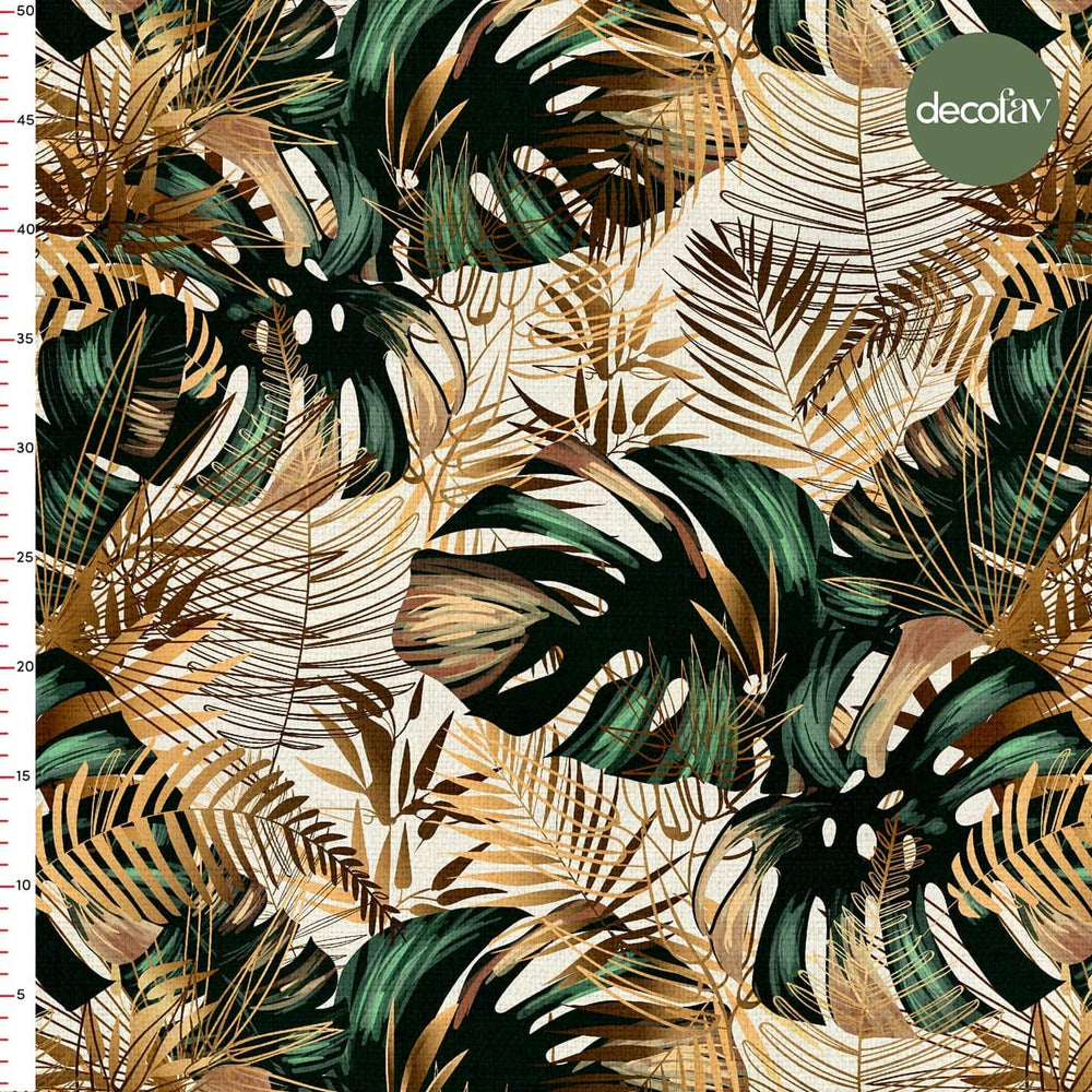Botanik Palmiye Yapraklı Desenli Dijital Baskılı Kumaş - Decofav | Kırlent, Sofra Tekstili, Kumaş