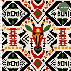 Modern Afrika Etnik Simgeler Hayvan Desenli Dijital Baskılı Kumaş - Decofav | Kırlent, Sofra Tekstili, Kumaş