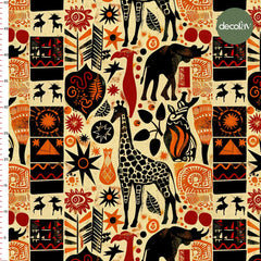Digitally Printed Fabric with Unique African Geometric and Animal Patterns