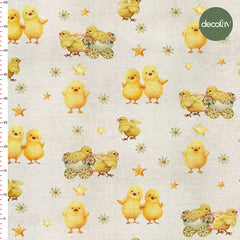 Watercolor Sweet Chick Flower Star Kids Pattern Digital Printed Fabric