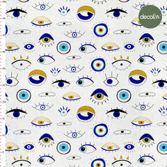 Abstract Evil Eye Beaded Eye Patterned Digital Printed Fabric
