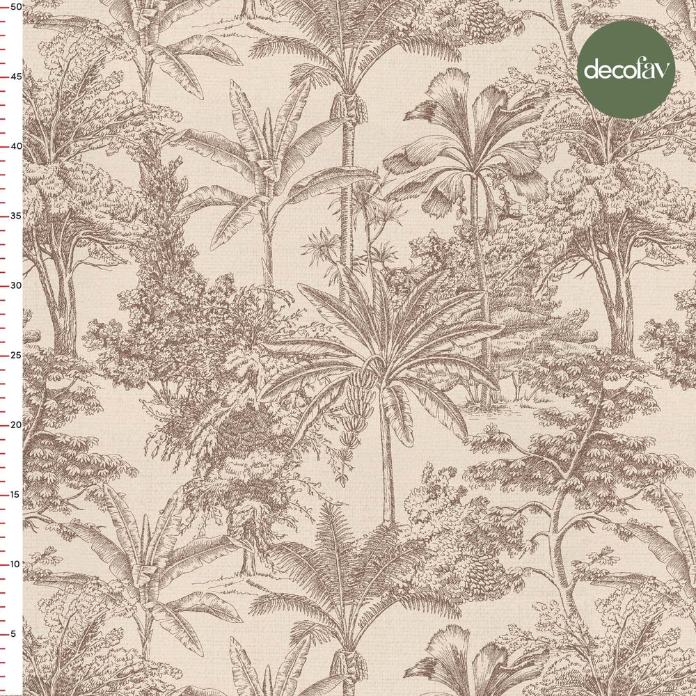 Bej Şıklığı Tropik Toile de Jouy Desenli Dijital Baskılı Kumaş - Decofav | Kırlent, Sofra Tekstili, Kumaş