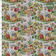 Asian Garden Patterned Digital Printed Fabric