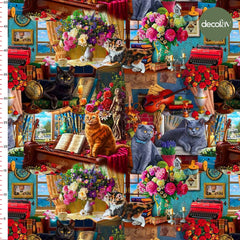 Noble Cat Patterned Digital Printed Fabric